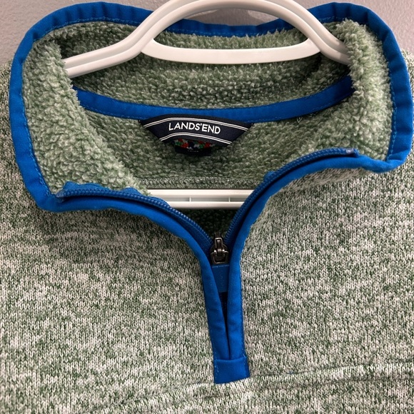 Lands' End Green Pullover with Blue Trim - Picture 3 of 5